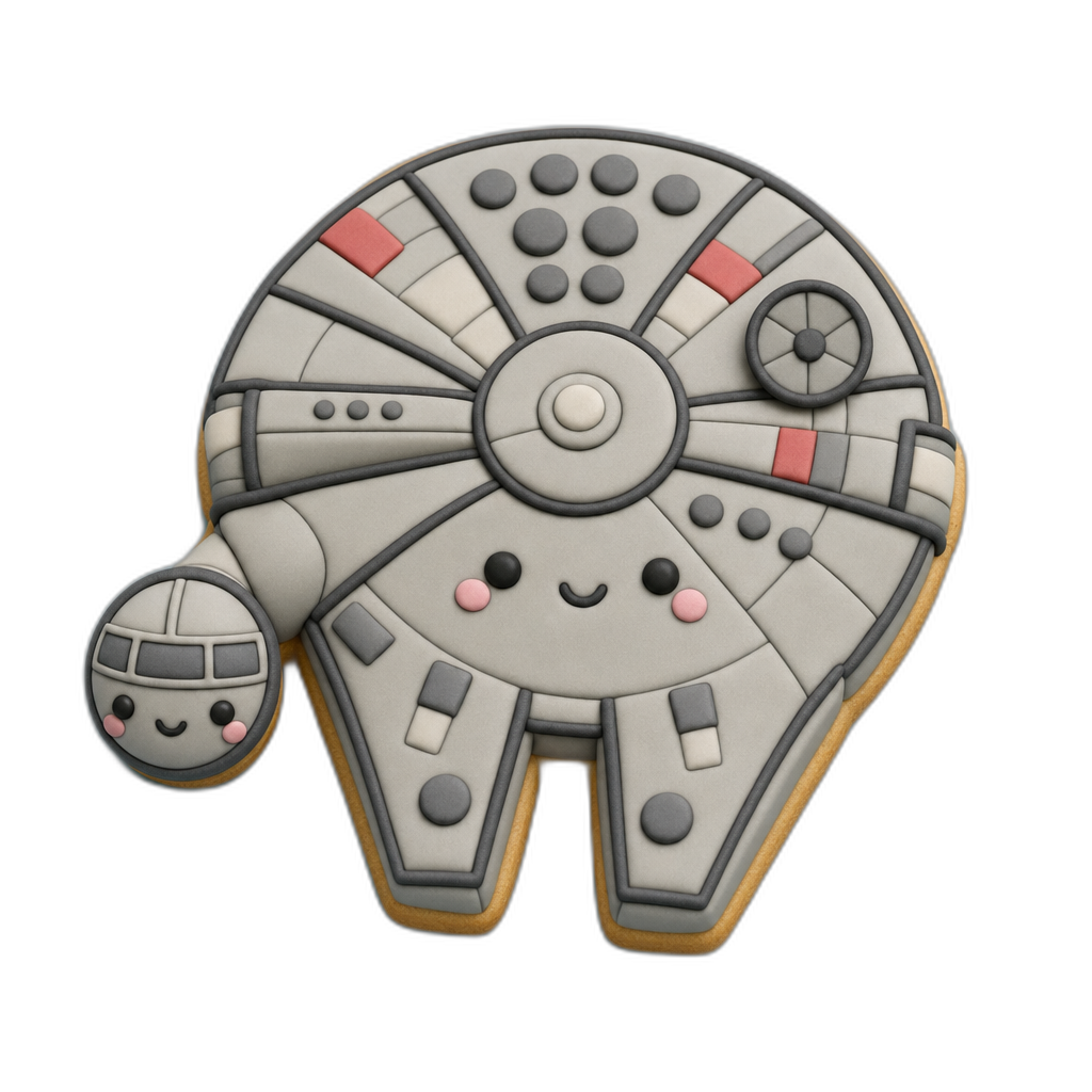 Saucer Ship cookie cutter, 3D-printed in pink PLA