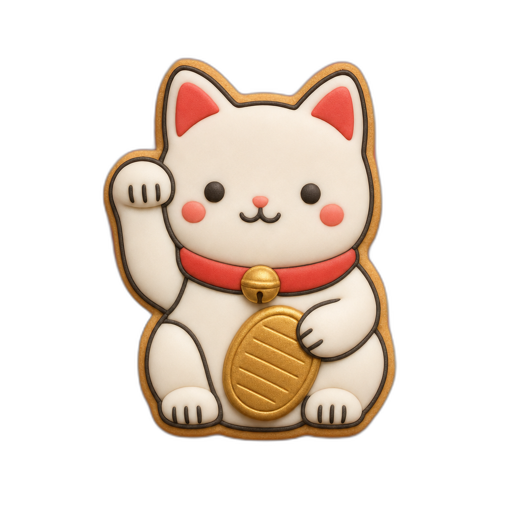 Maneki Neko cookie cutter, 3D-printed in pink PLA