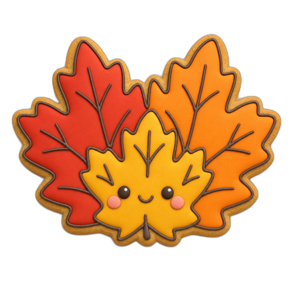Autumn Leaf Cluster cookie cutter, 3D-printed in pink PLA