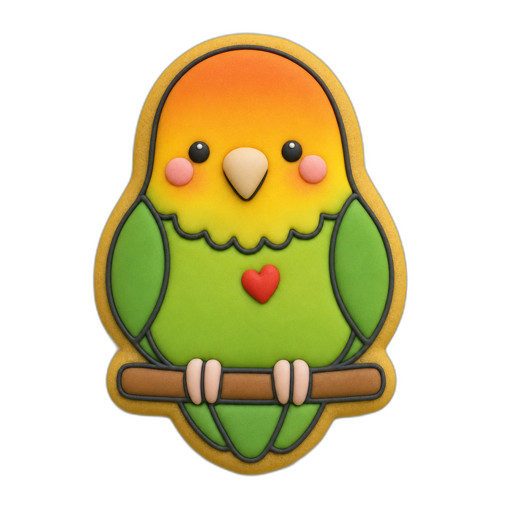 Lovebird Parakeet cookie cutter, 3D-printed in pink PLA