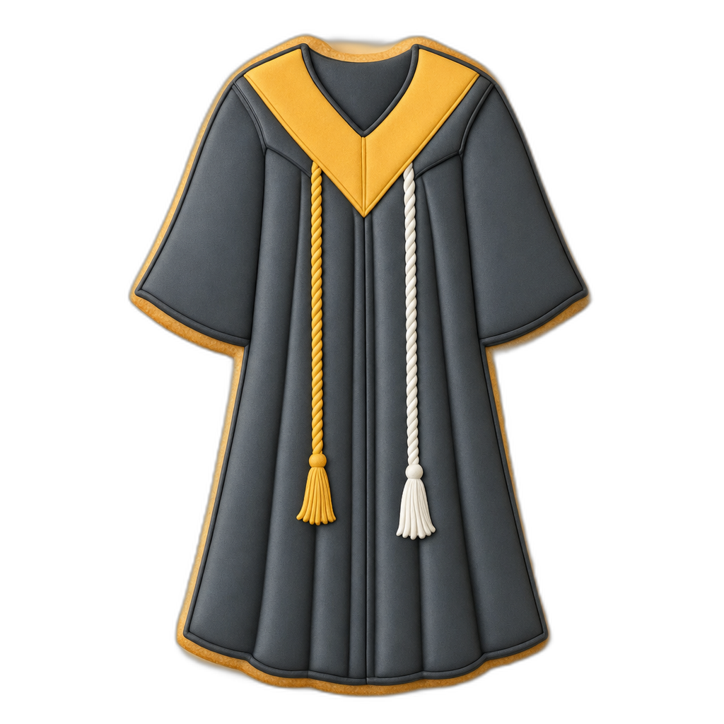 Graduation Gown cookie cutter, 3D-printed in pink PLA
