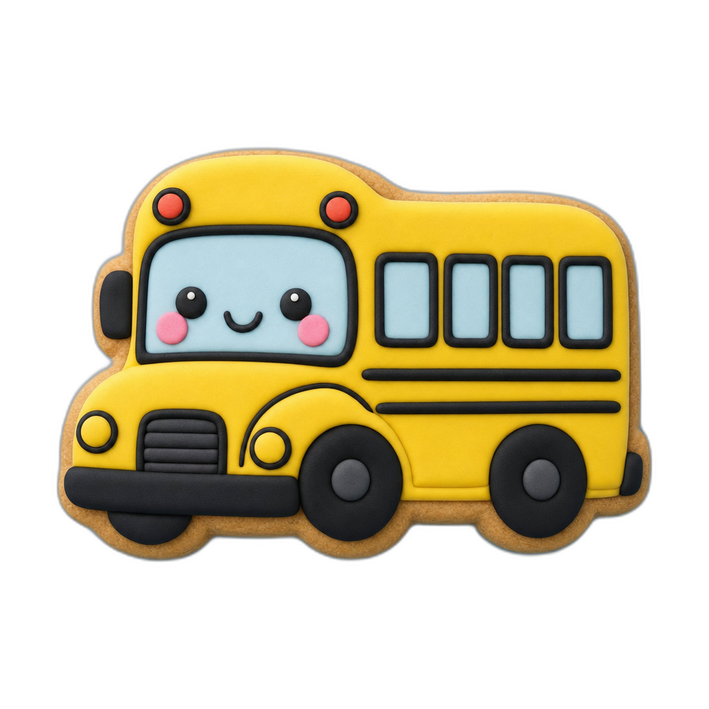 School Bus cookie cutter, 3D-printed in pink PLA