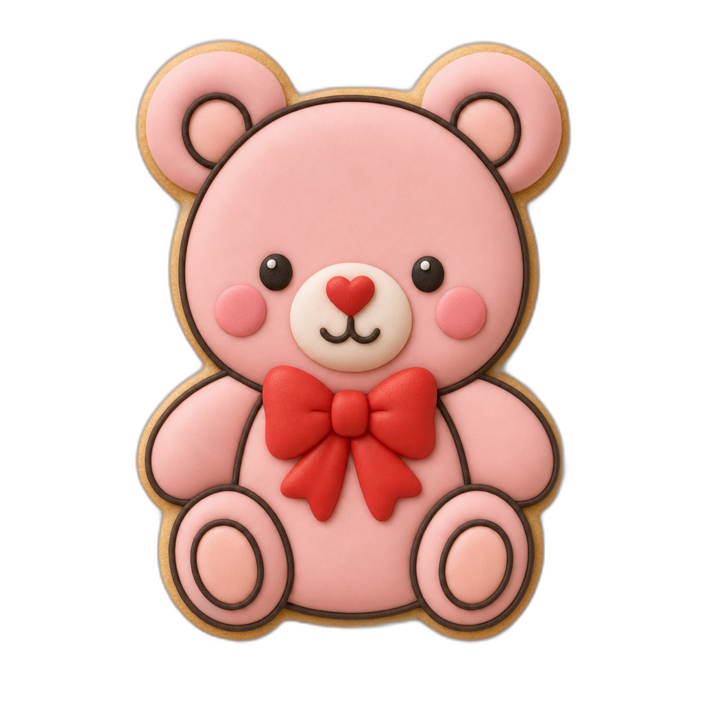 Teddy Bear cookie cutter, 3D-printed in pink PLA