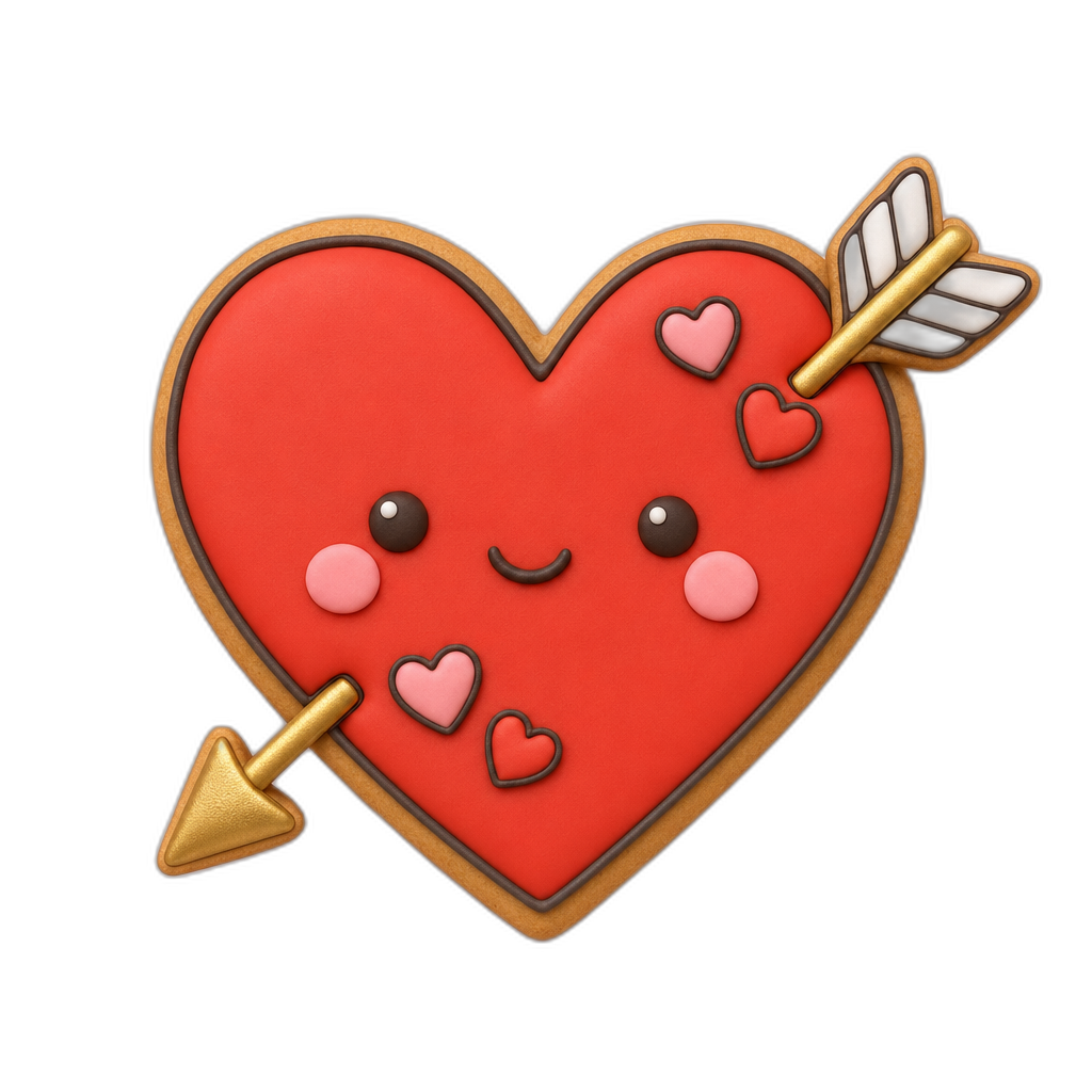 Arrow Through Heart cookie cutter, 3D-printed in pink PLA