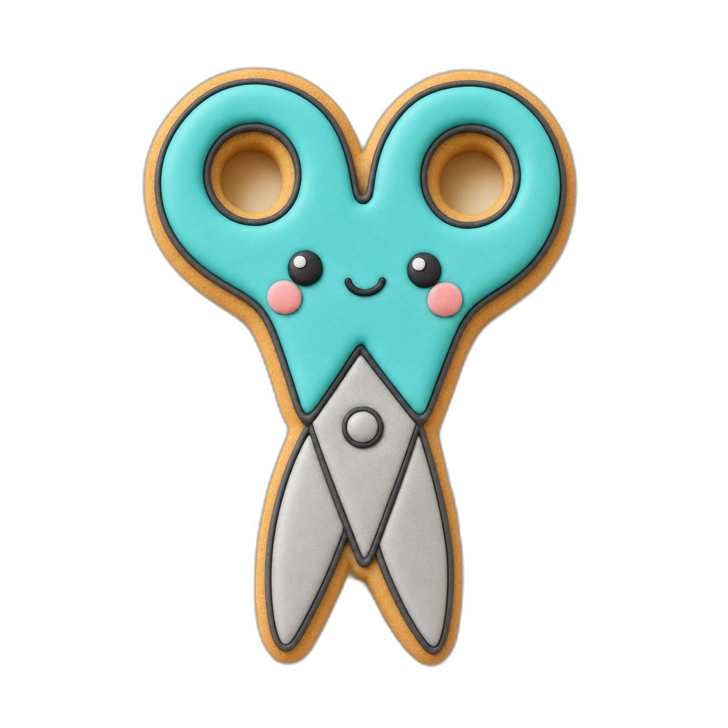 Scissors cookie cutter, 3D-printed in pink PLA
