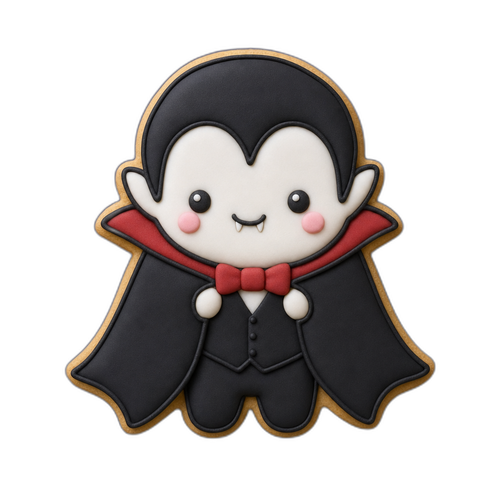 Dracula Vampire cookie cutter, 3D-printed in pink PLA