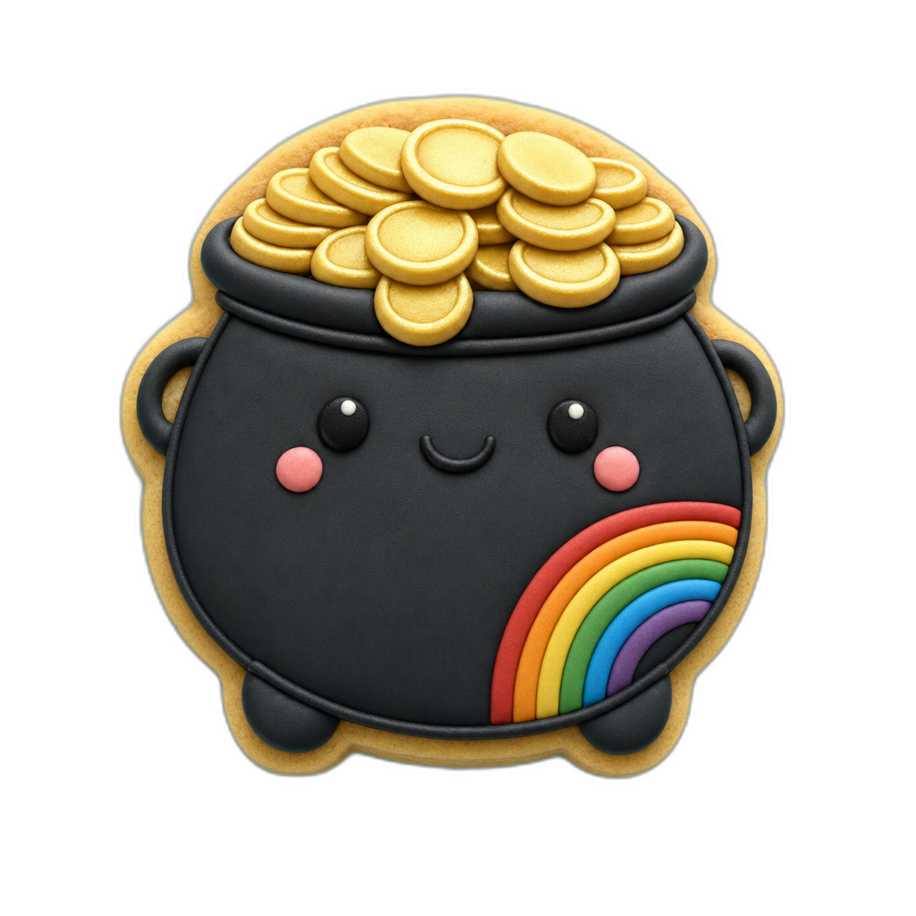 Pot of Gold cookie cutter, 3D-printed in pink PLA