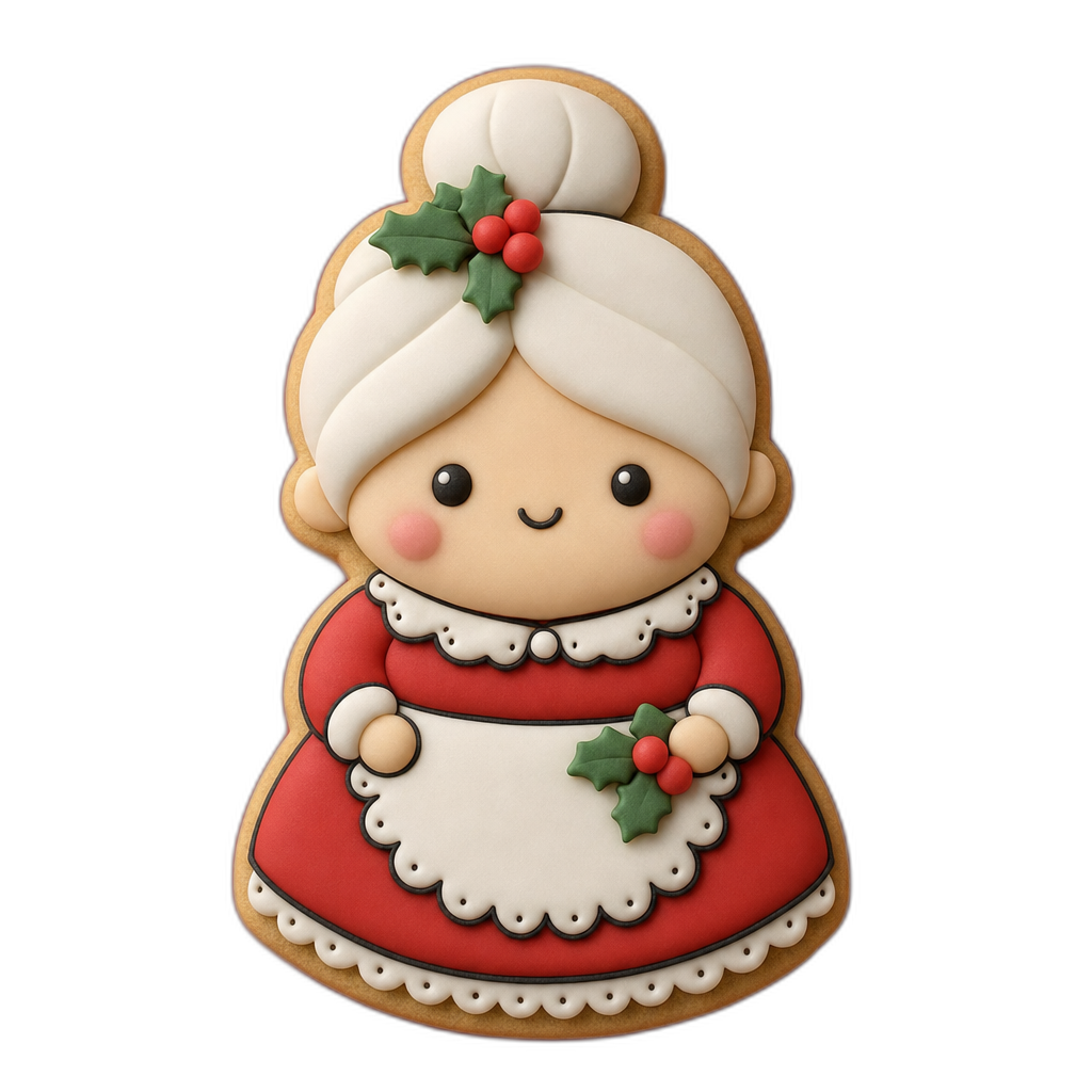 Mrs Claus cookie cutter, 3D-printed in pink PLA