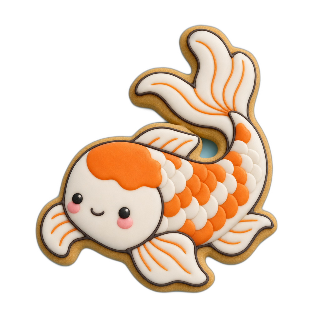 Koi Fish cookie cutter, 3D-printed in pink PLA