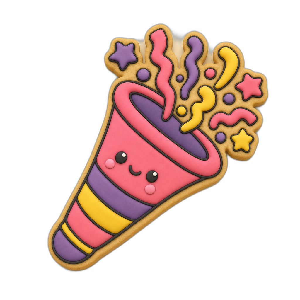 Party Horn cookie cutter, 3D-printed in pink PLA