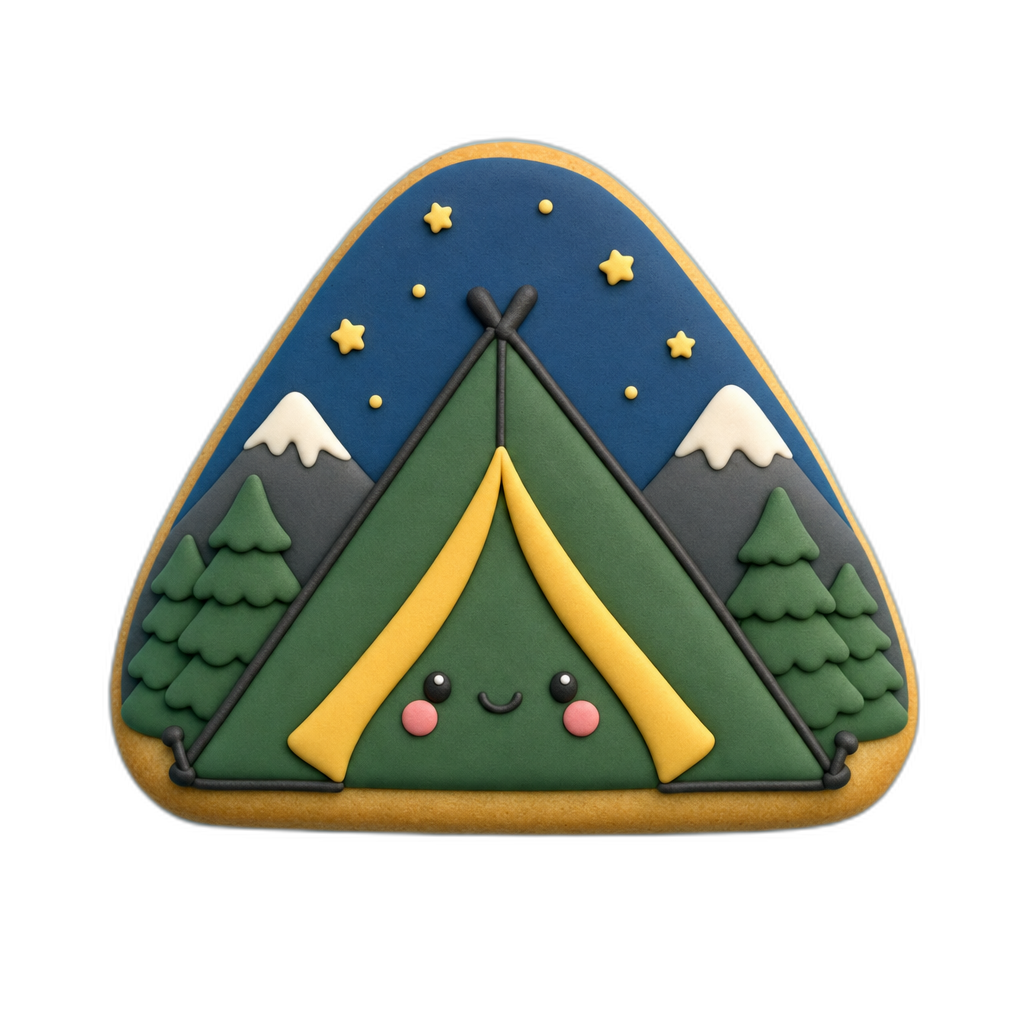 Camping Tent cookie cutter, 3D-printed in pink PLA