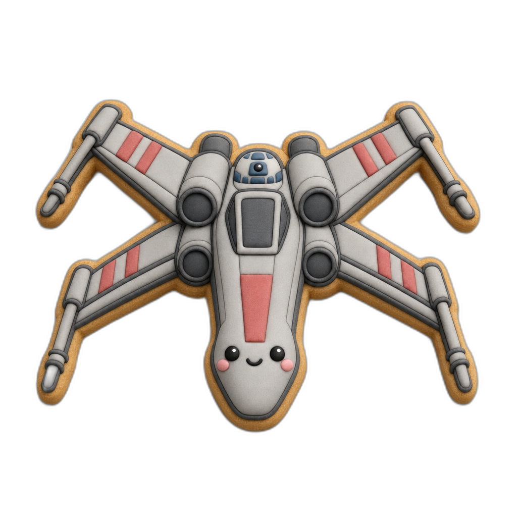 Starfighter Ship cookie cutter, 3D-printed in pink PLA