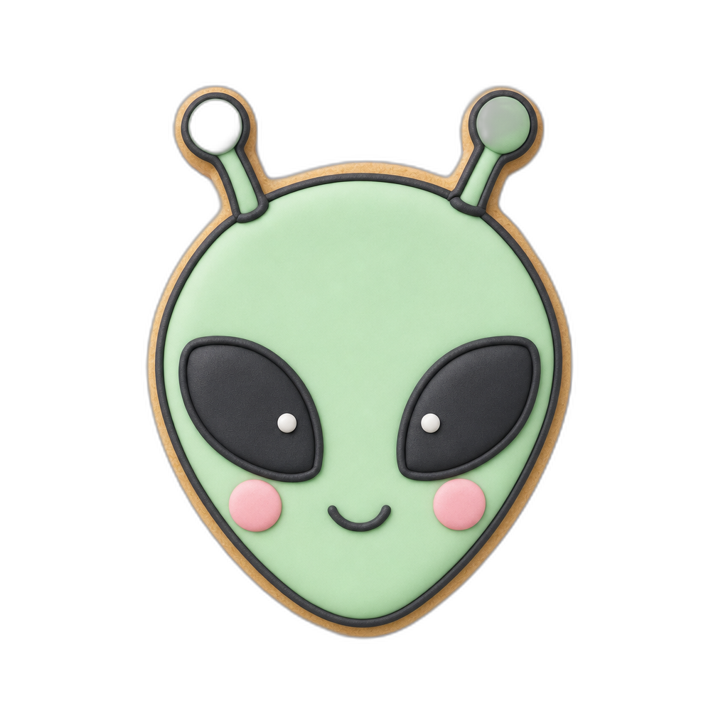 Alien Head cookie cutter, 3D-printed in pink PLA
