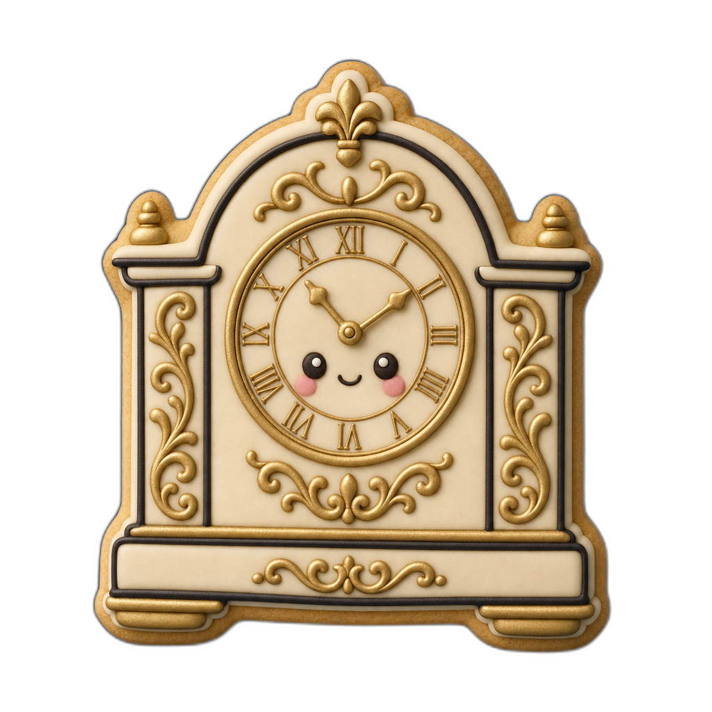 Antique Mantel Clock cookie cutter, 3D-printed in pink PLA