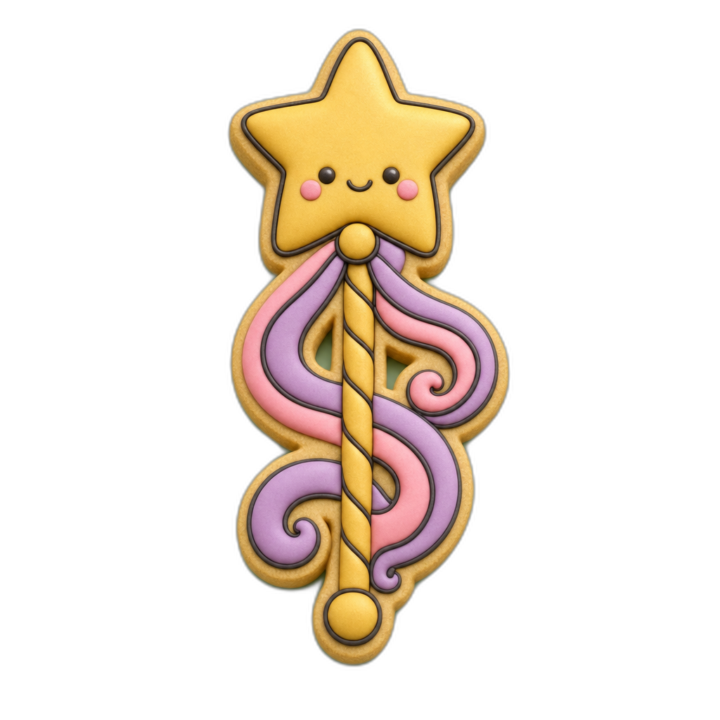 Fairy Wand cookie cutter, 3D-printed in pink PLA