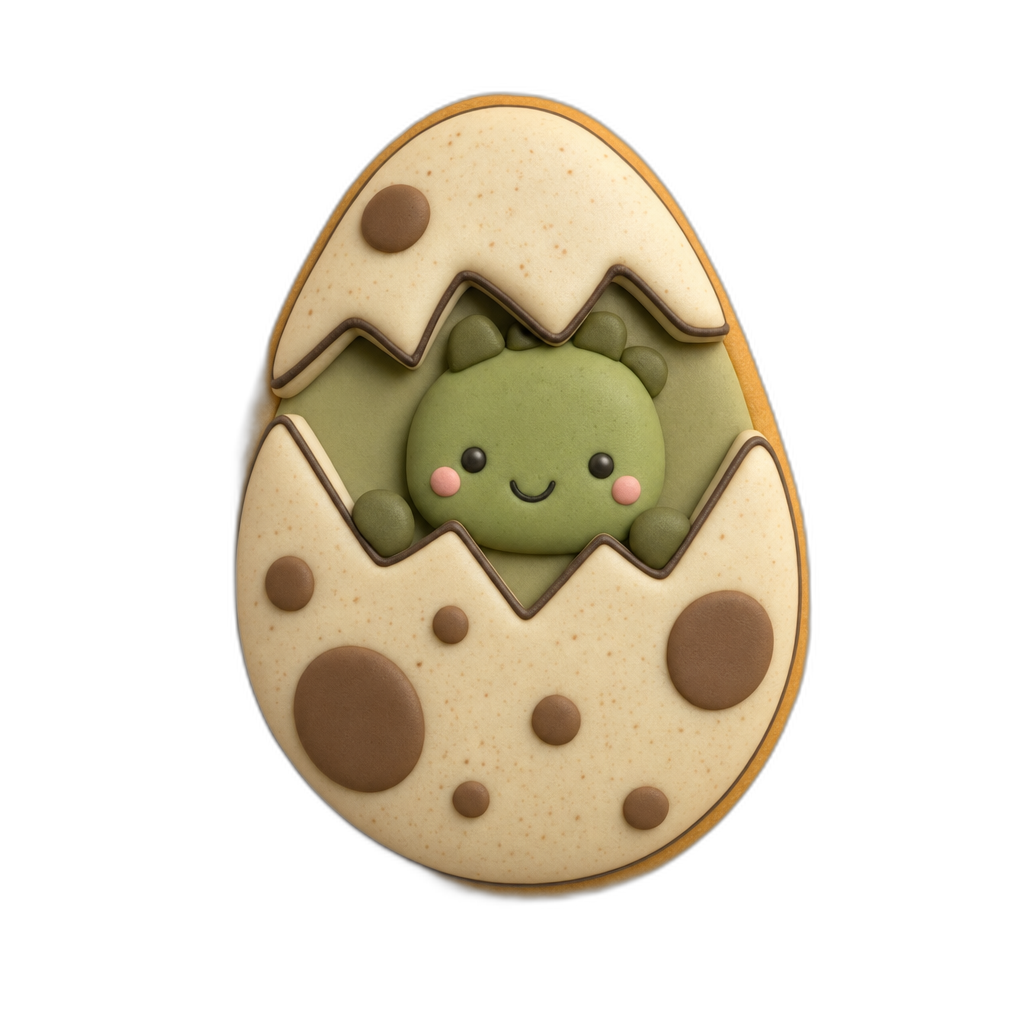 Dinosaur Egg Cracking cookie cutter, 3D-printed in pink PLA