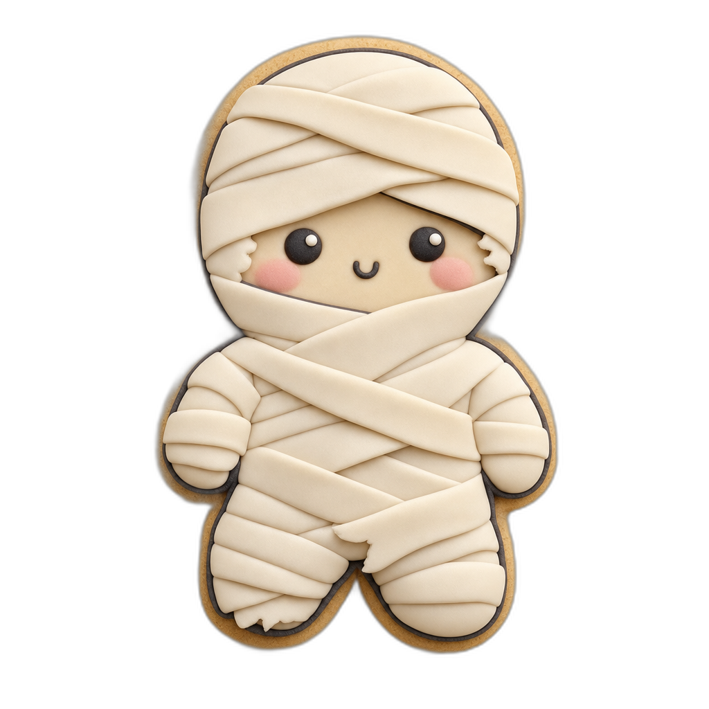 Mummy cookie cutter, 3D-printed in pink PLA