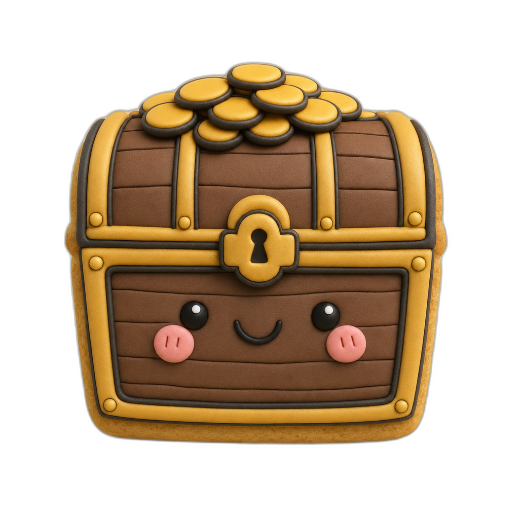 Treasure Chest cookie cutter, 3D-printed in pink PLA