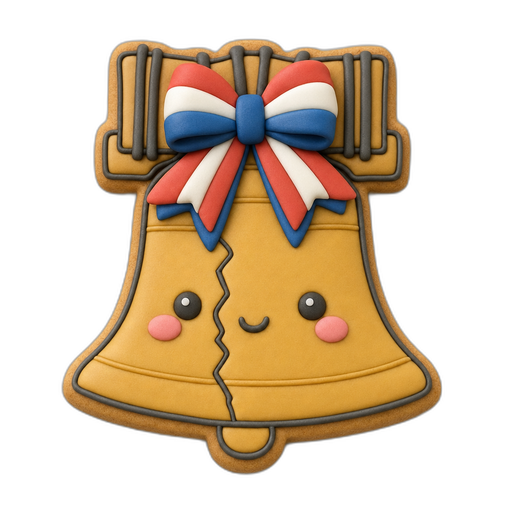Liberty Bell cookie cutter, 3D-printed in pink PLA