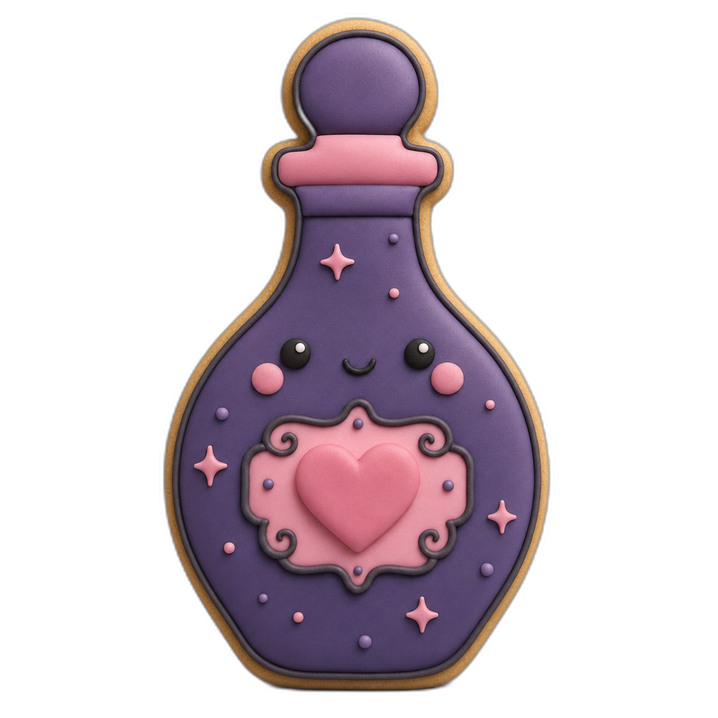 Love Potion Bottle cookie cutter, 3D-printed in pink PLA