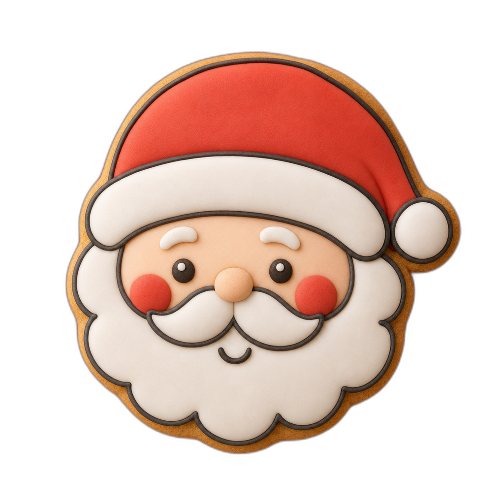 Santa Claus Face cookie cutter, 3D-printed in pink PLA