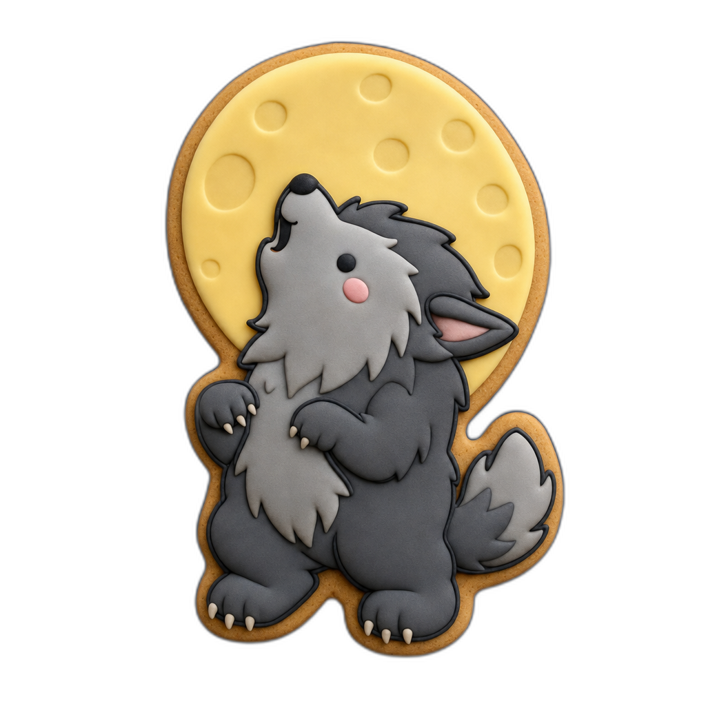 Werewolf cookie cutter, 3D-printed in pink PLA