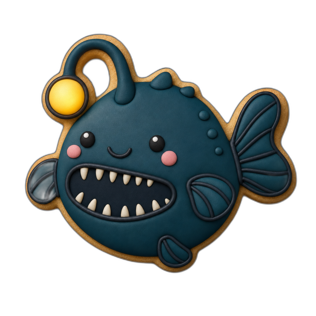 Anglerfish cookie cutter, 3D-printed in pink PLA