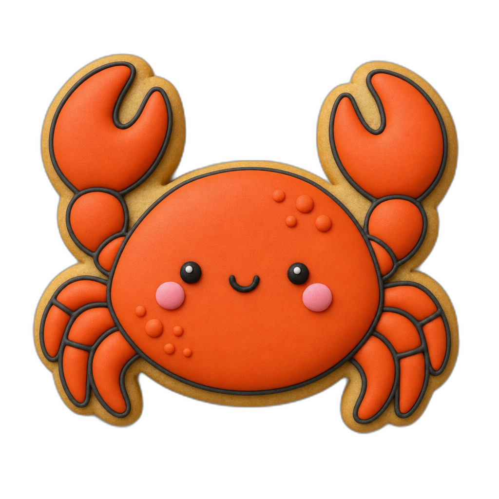 Crab cookie cutter, 3D-printed in pink PLA