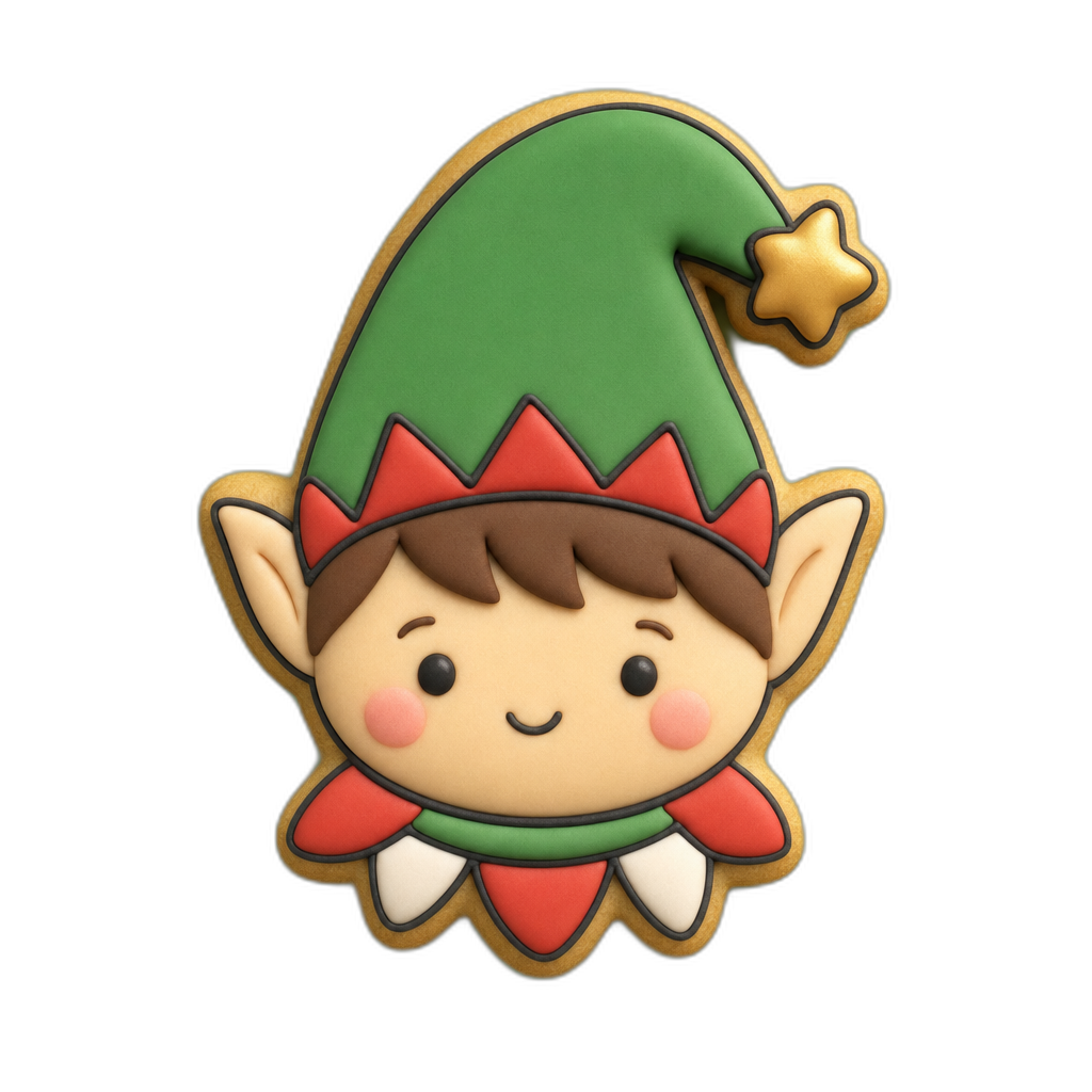 Christmas Elf cookie cutter, 3D-printed in pink PLA
