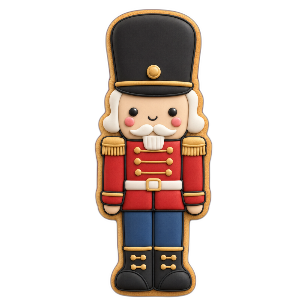 Nutcracker cookie cutter, 3D-printed in pink PLA