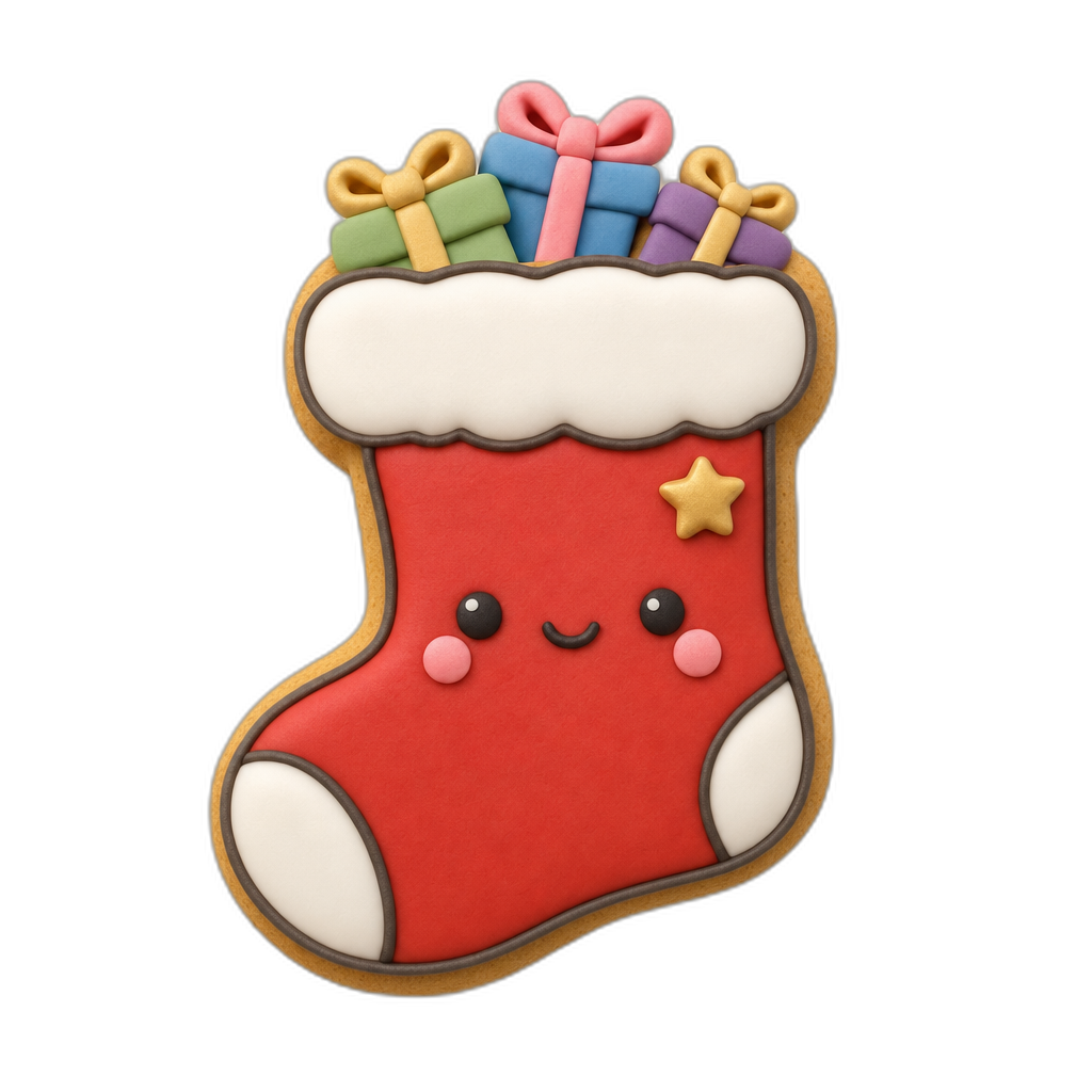 Christmas Stocking cookie cutter, 3D-printed in pink PLA