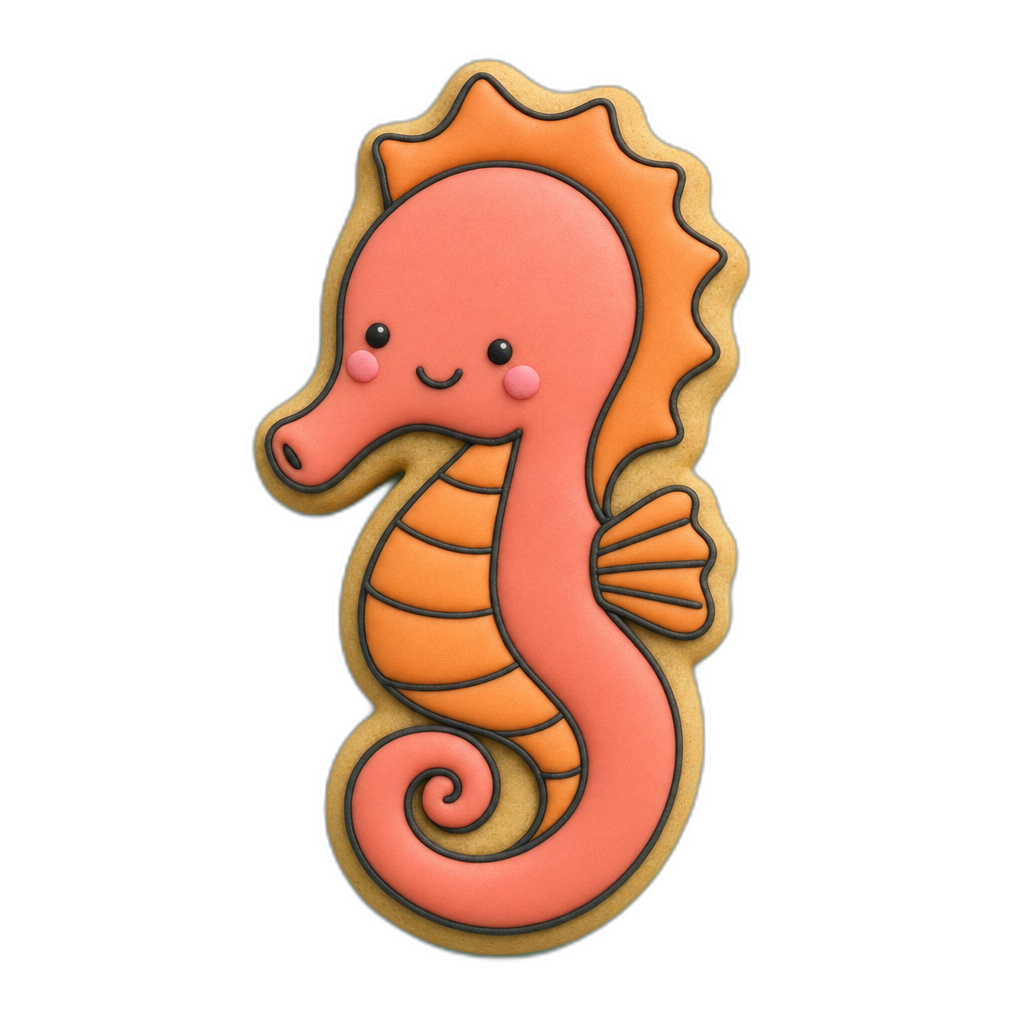 Seahorse cookie cutter, 3D-printed in pink PLA