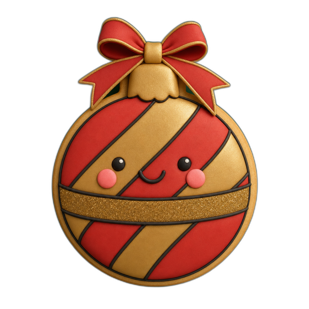 Holiday Ornament Ball cookie cutter, 3D-printed in pink PLA