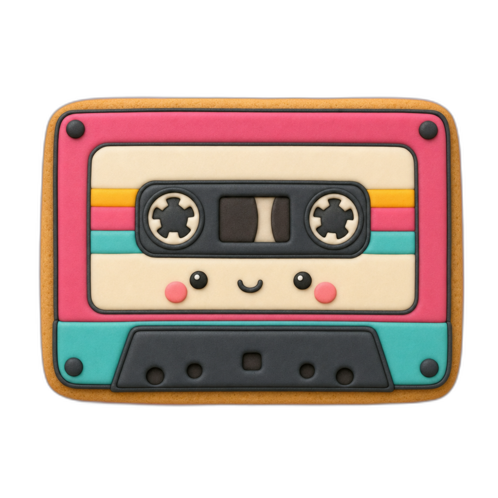 Cassette Tape cookie cutter, 3D-printed in pink PLA