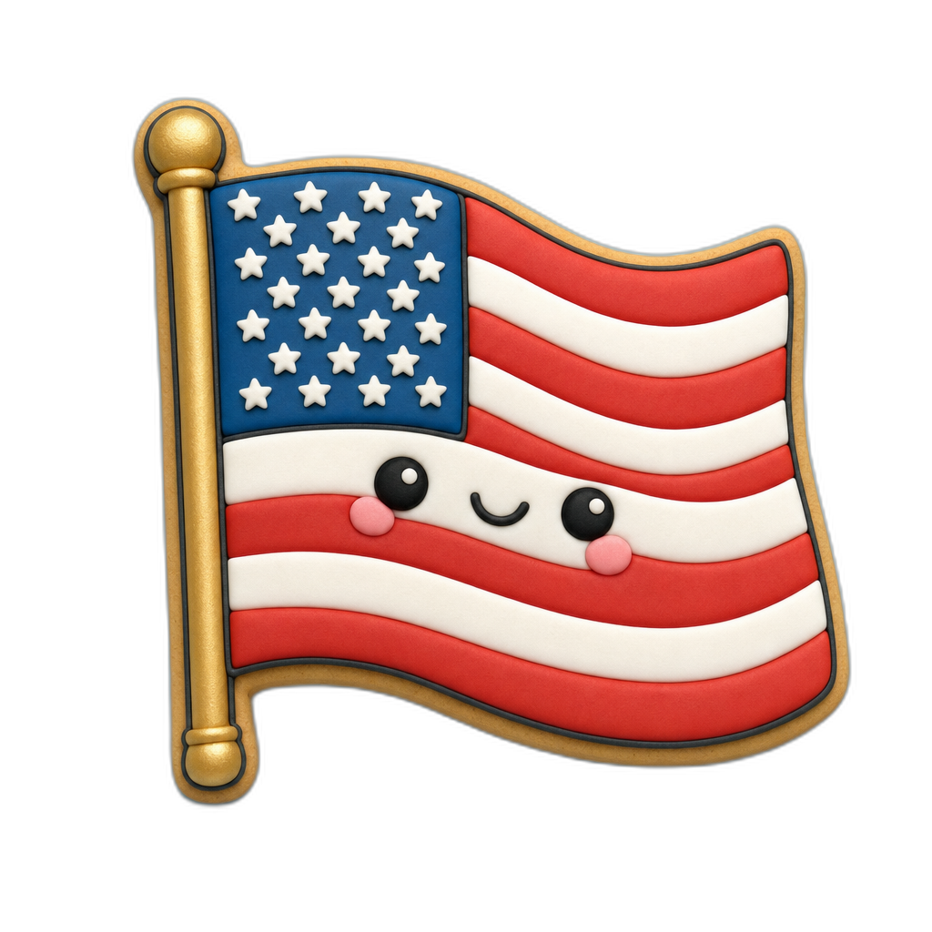 American Flag on Pole cookie cutter, 3D-printed in pink PLA