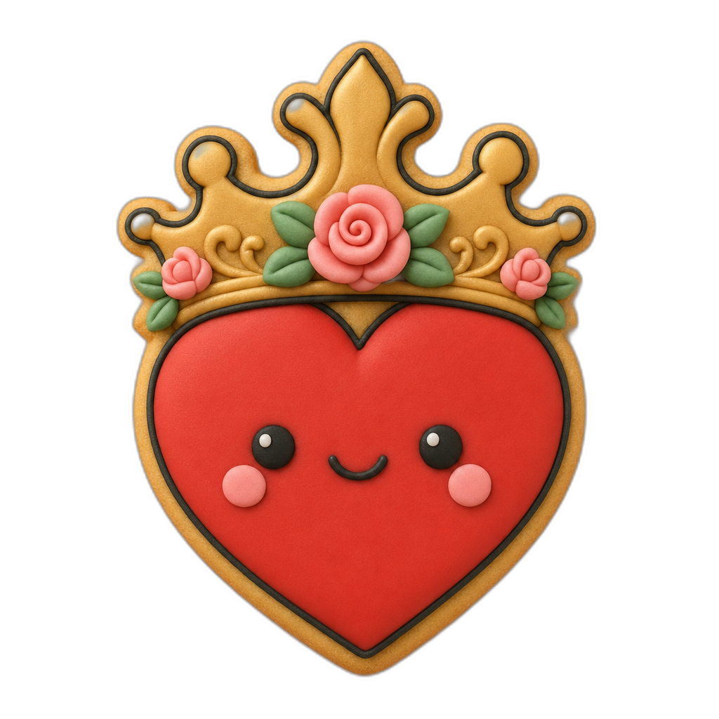 Heart with Crown cookie cutter, 3D-printed in pink PLA