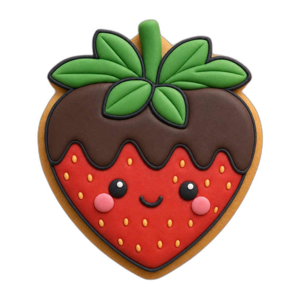 Chocolate Dipped Strawberry cookie cutter, 3D-printed in pink PLA
