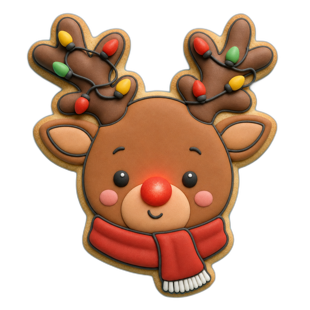 Rudolph Reindeer cookie cutter, 3D-printed in pink PLA