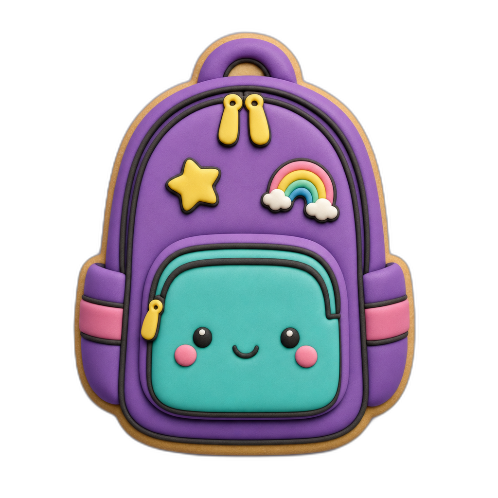 Backpack cookie cutter, 3D-printed in pink PLA