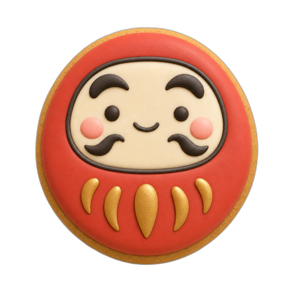 Daruma cookie cutter, 3D-printed in pink PLA