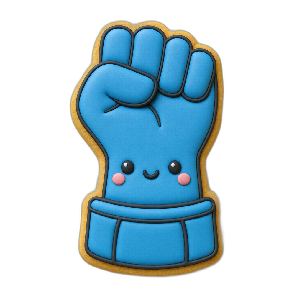 Power Fist cookie cutter, 3D-printed in pink PLA