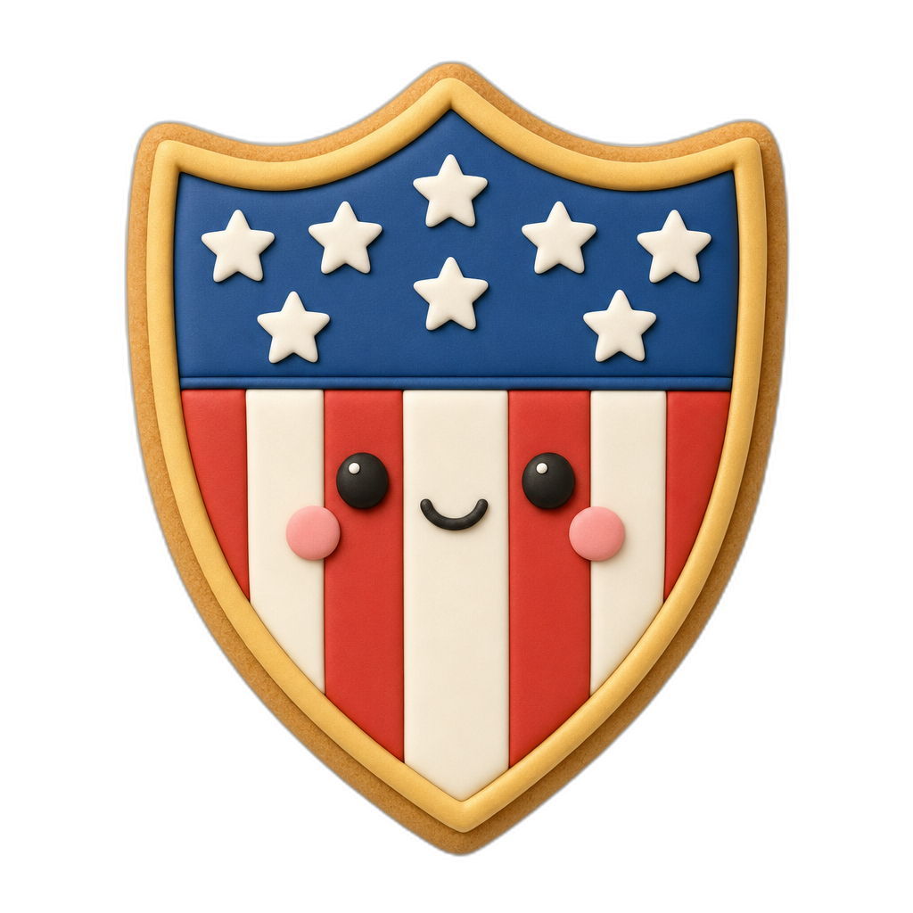 Patriotic Shield cookie cutter, 3D-printed in pink PLA