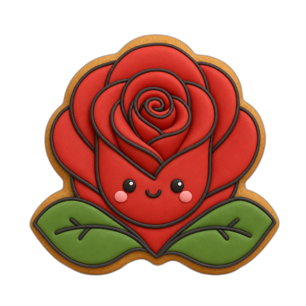 Red Rose cookie cutter, 3D-printed in pink PLA