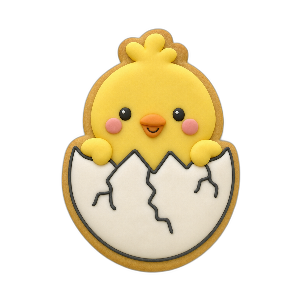 Baby Chick Hatching cookie cutter, 3D-printed in pink PLA