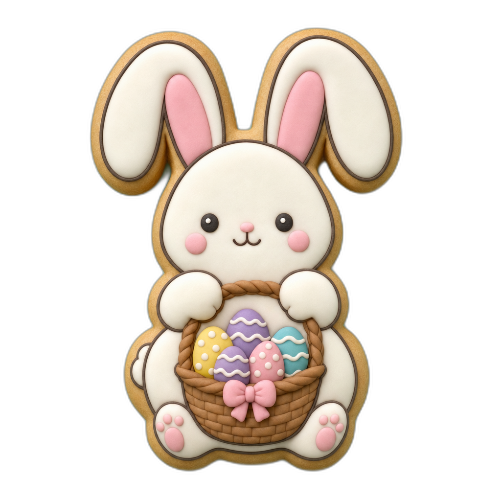 Easter Bunny cookie cutter, 3D-printed in pink PLA