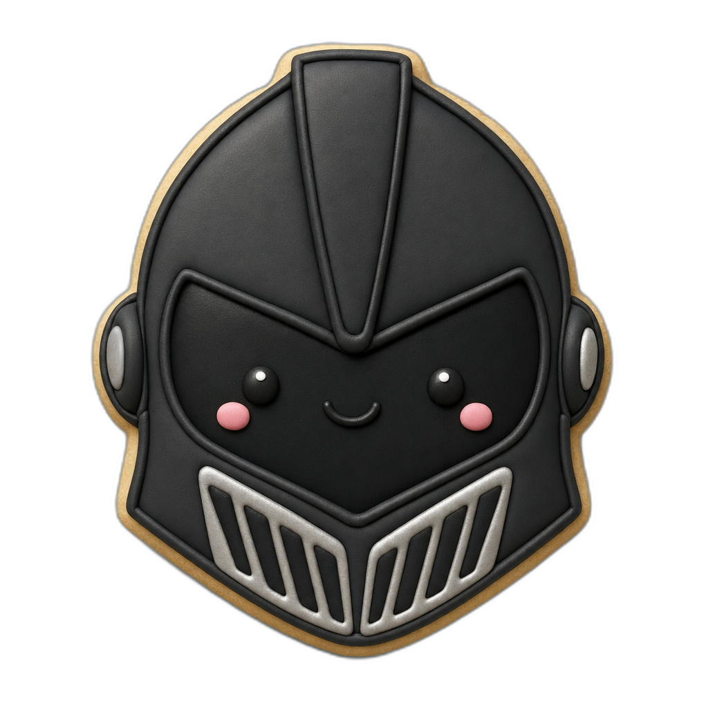 Space Knight Helmet cookie cutter, 3D-printed in pink PLA