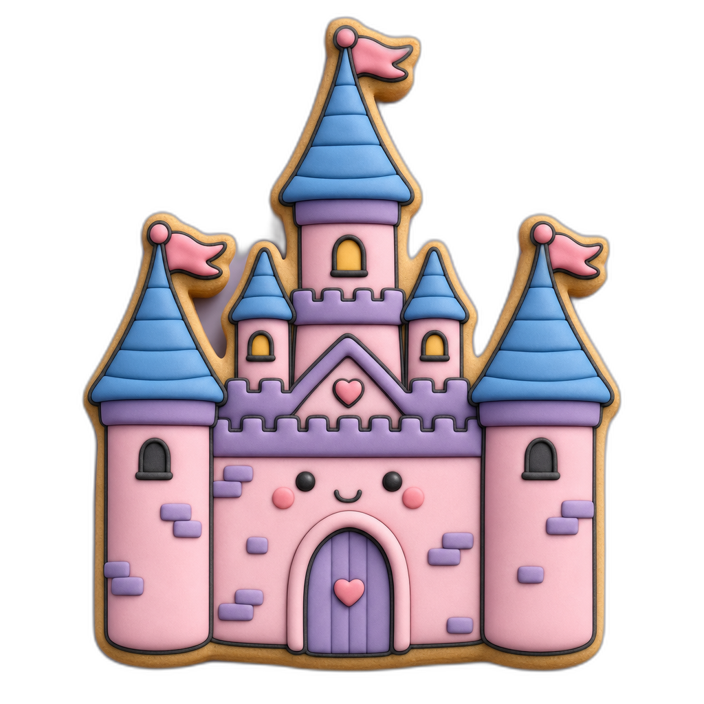 Castle Tower cookie cutter, 3D-printed in pink PLA