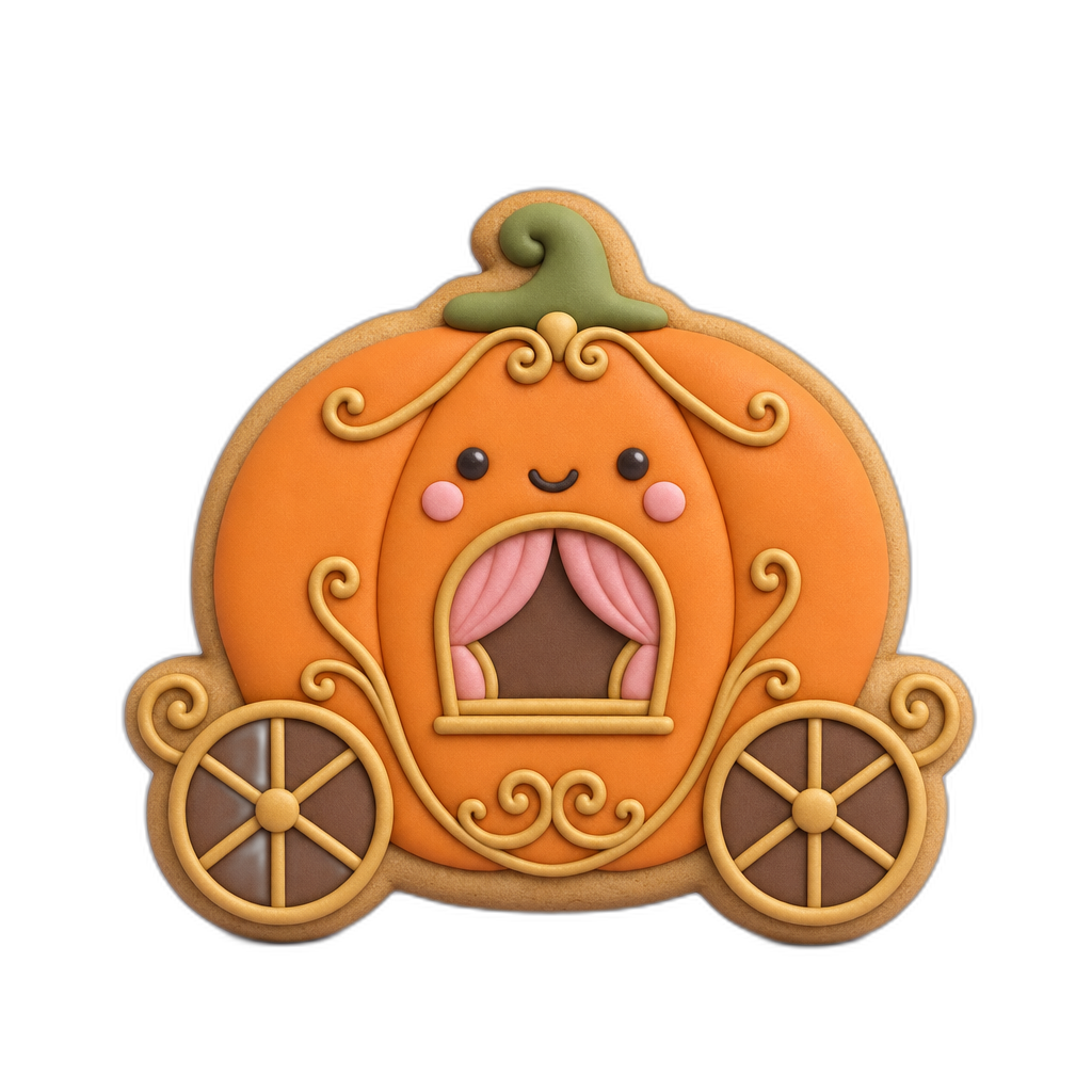 Pumpkin Carriage cookie cutter, 3D-printed in pink PLA