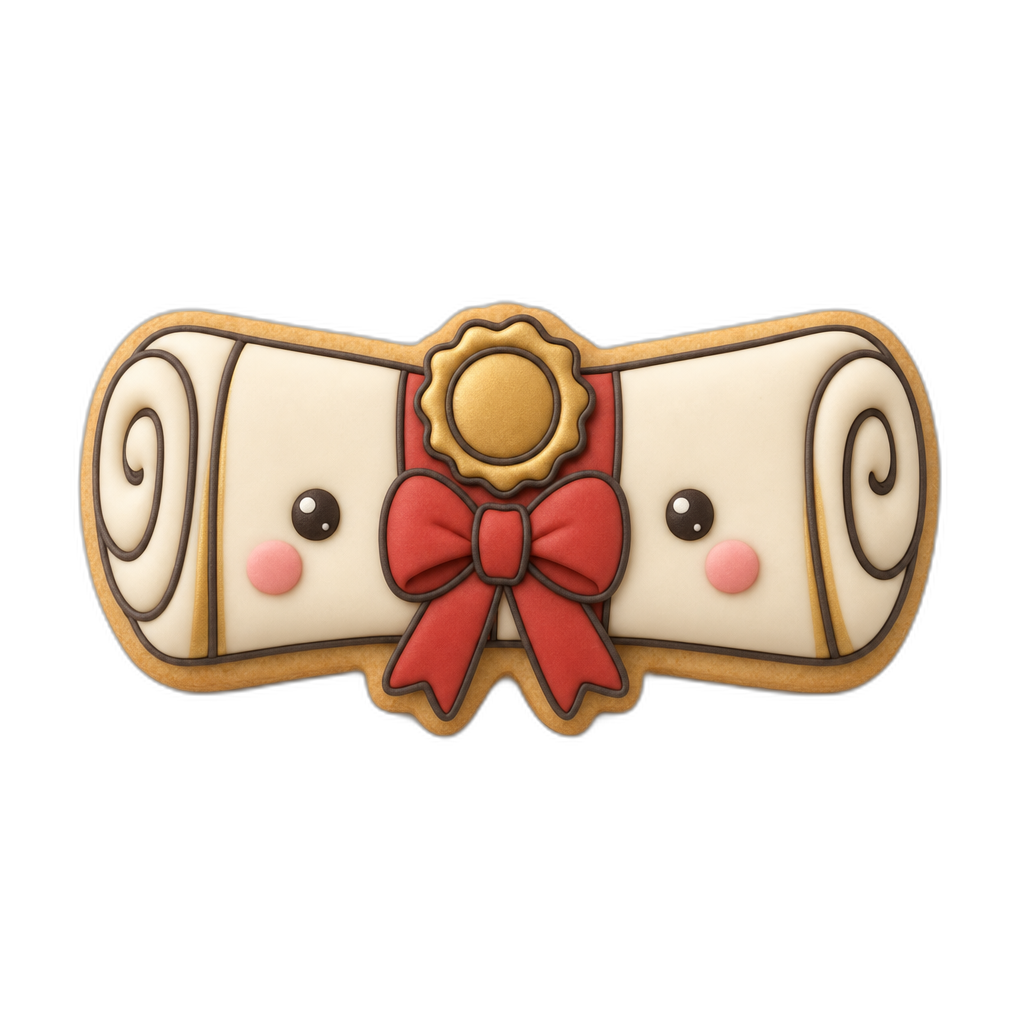 Diploma Scroll cookie cutter, 3D-printed in pink PLA