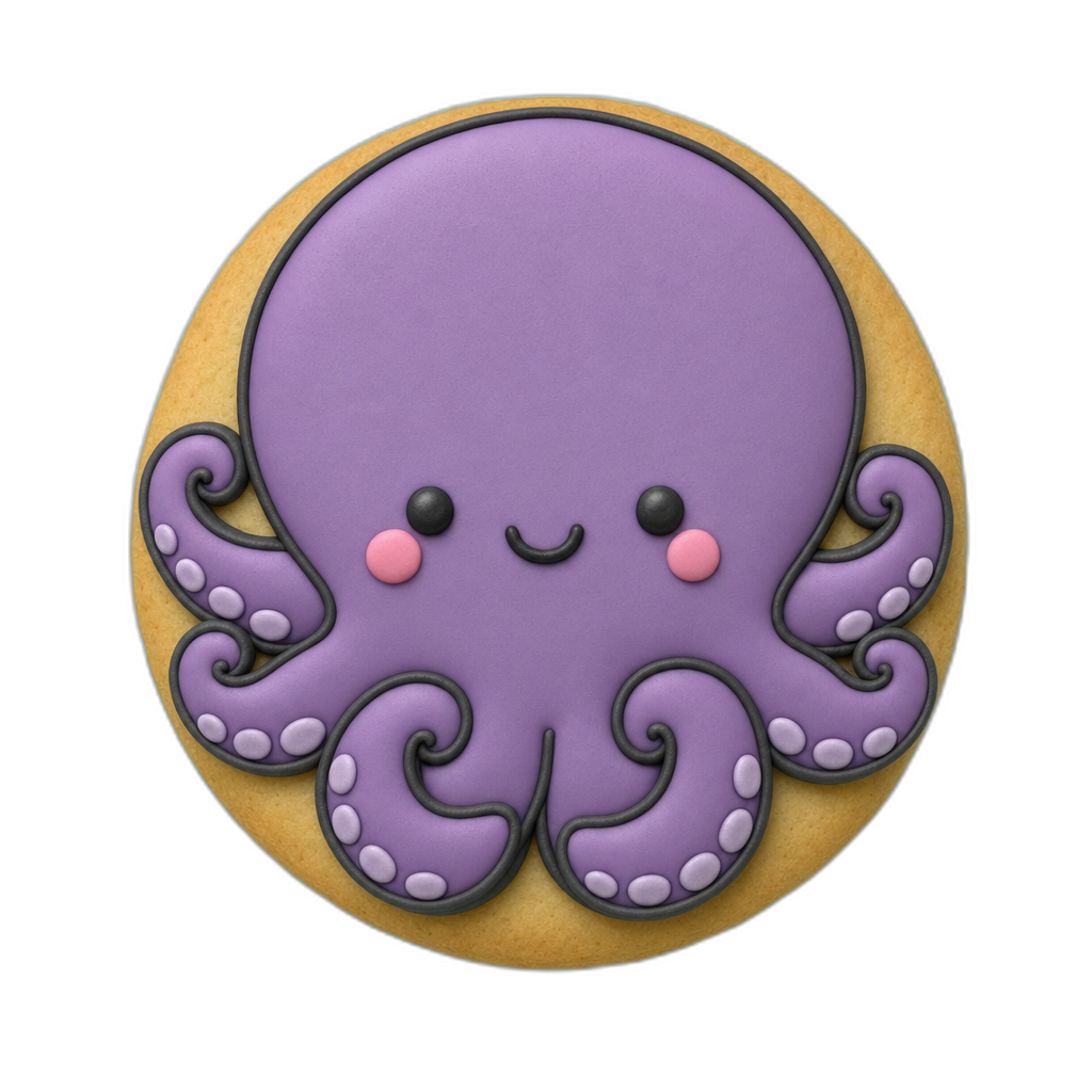 Octopus cookie cutter, 3D-printed in pink PLA